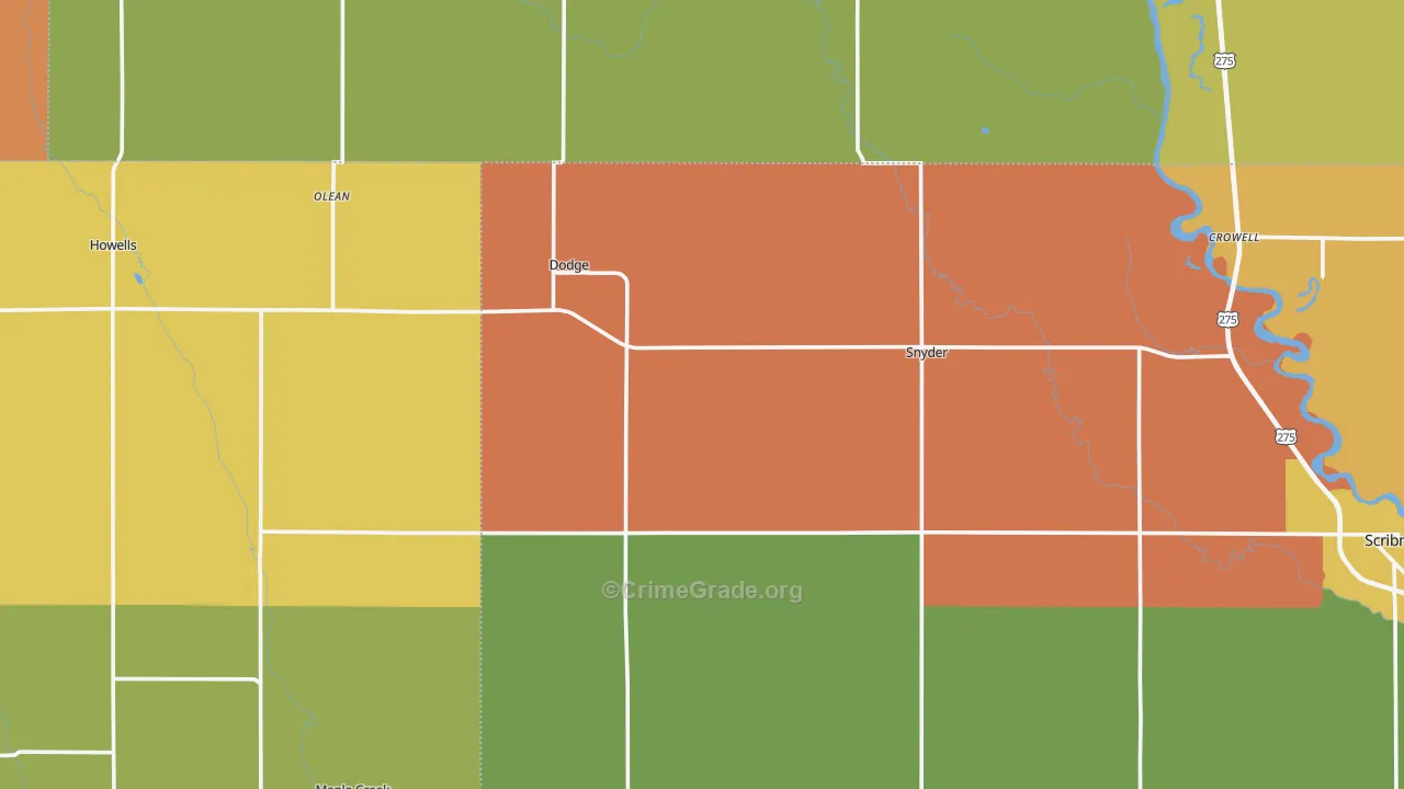Dodge, NE Map of Drug-Related Crime Rates