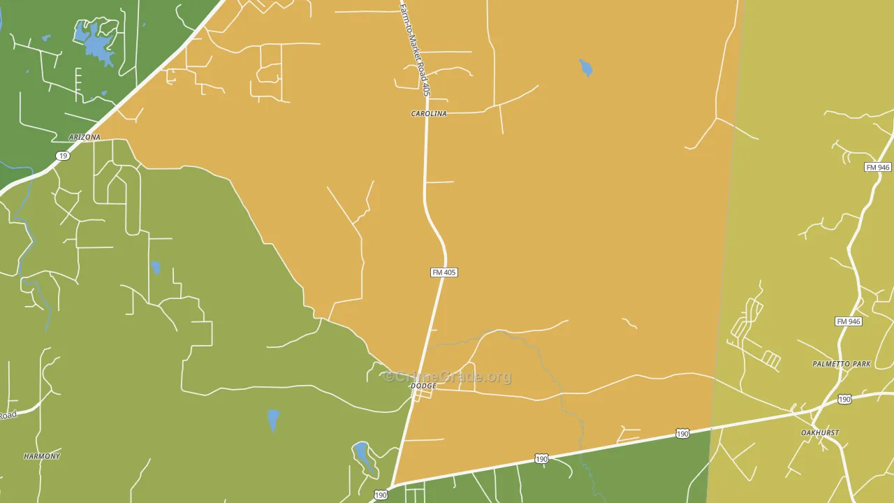 Dodge, TX Map of Drug-Related Crime Rates
