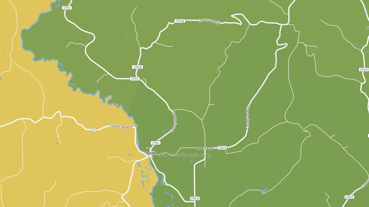 Dodge, WI Map of Drug-Related Crime Rates