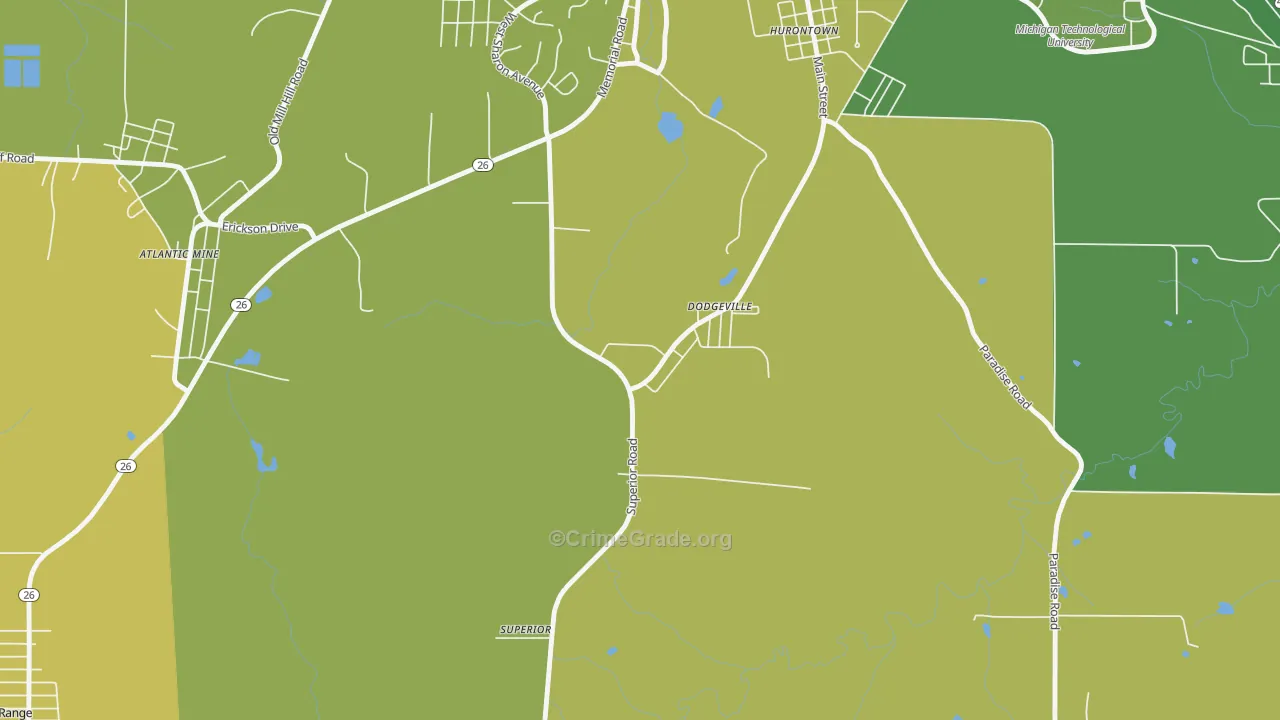 Dodgeville, MI Map of Drug-Related Crime Rates