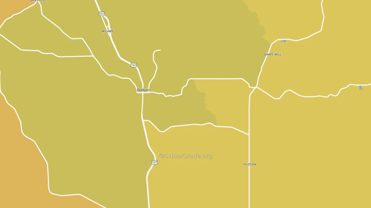 Dodson, LA Map of Drug-Related Crime Rates