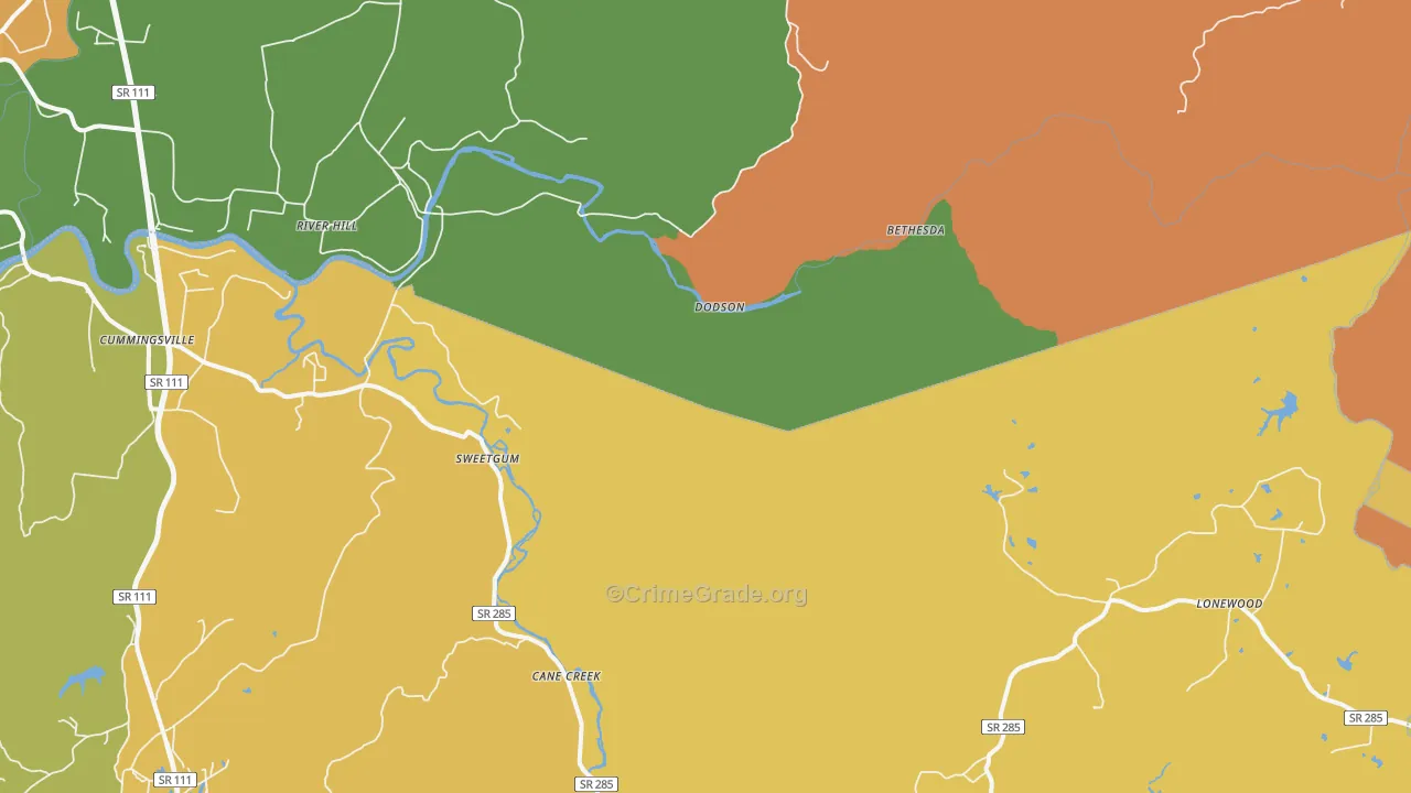 Dodson, TN Map of Drug-Related Crime Rates