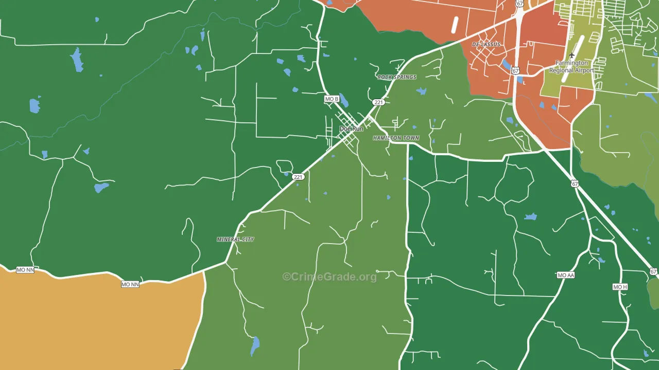 Doe Run, MO Map of Drug-Related Crime Rates