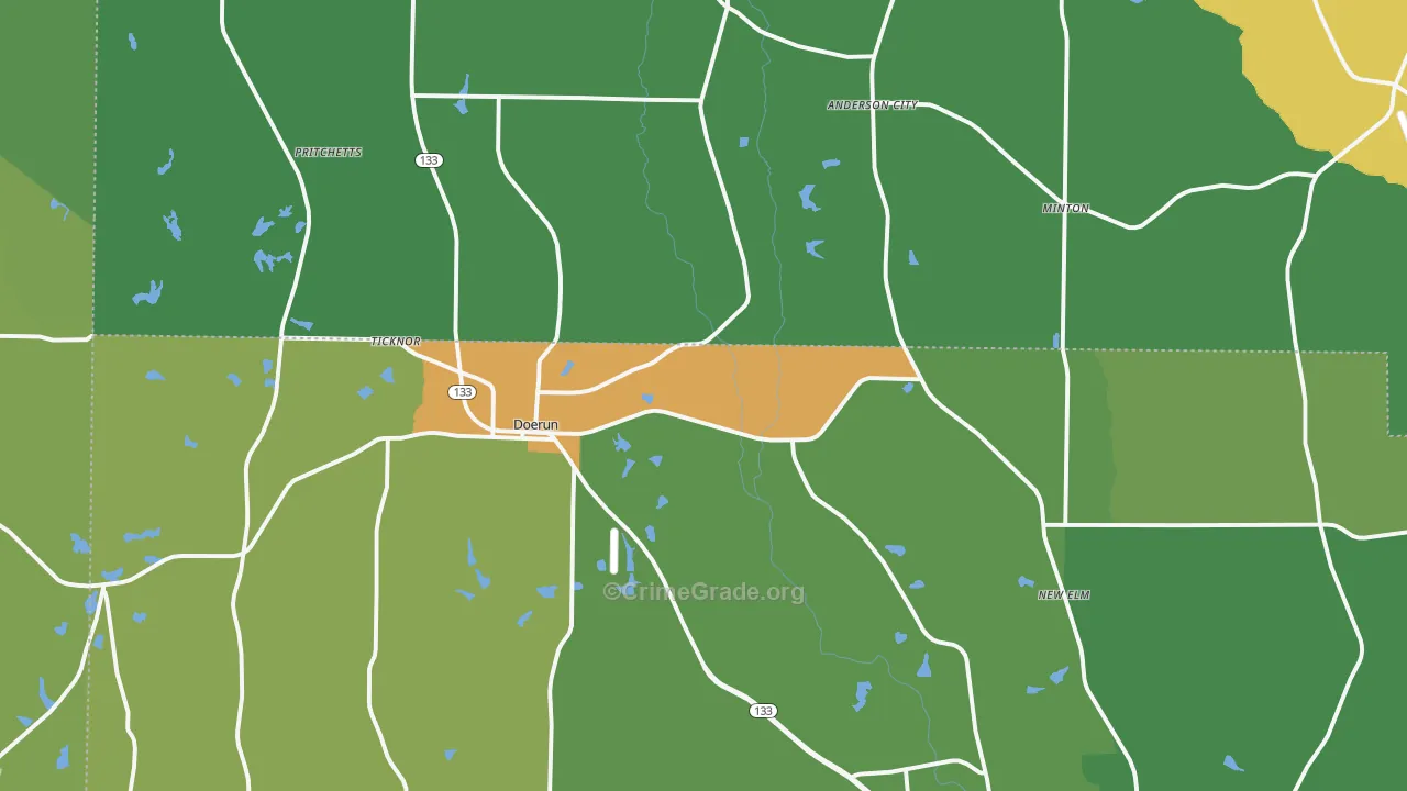 Doerun, GA Map of Drug-Related Crime Rates