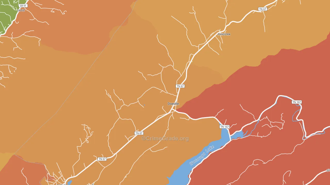 Doeville, TN Map of Drug-Related Crime Rates