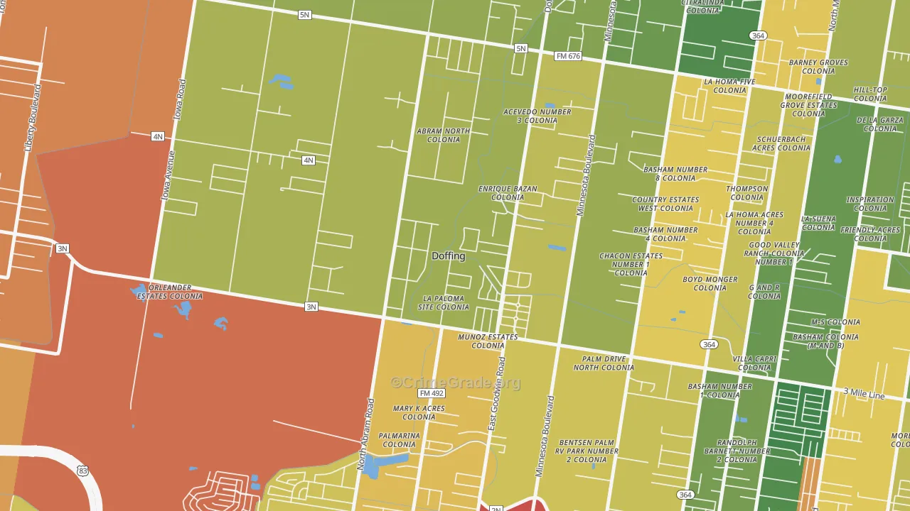 Doffing, Mission, TX Map of Drug-Related Crime Rates