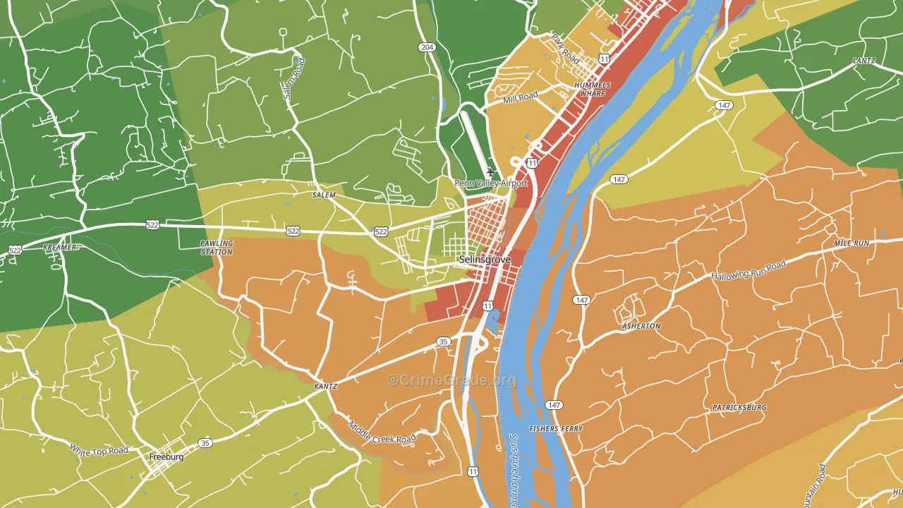 Dogtown, Selinsgrove, PA Map of Drug-Related Crime Rates