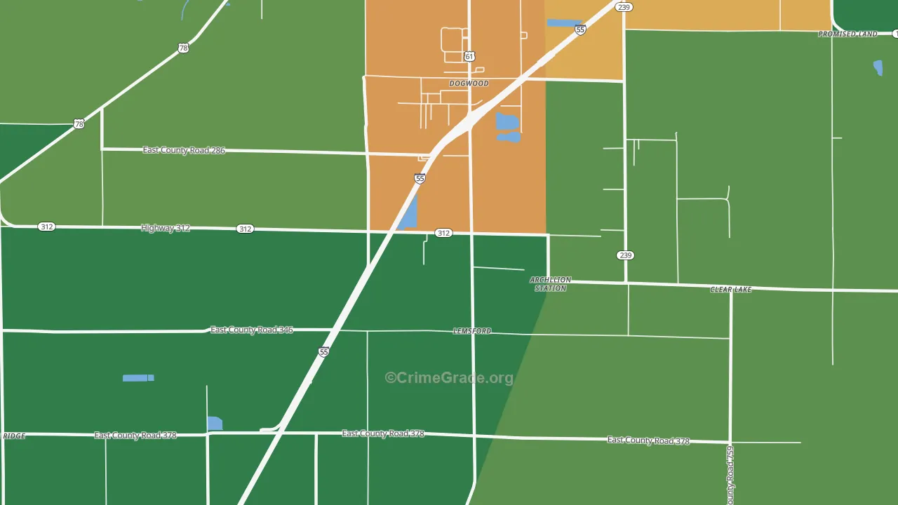Dogwood, AR Map of Drug-Related Crime Rates