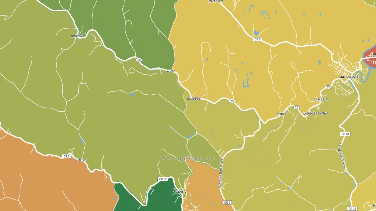 Dola, WV Map of Drug-Related Crime Rates