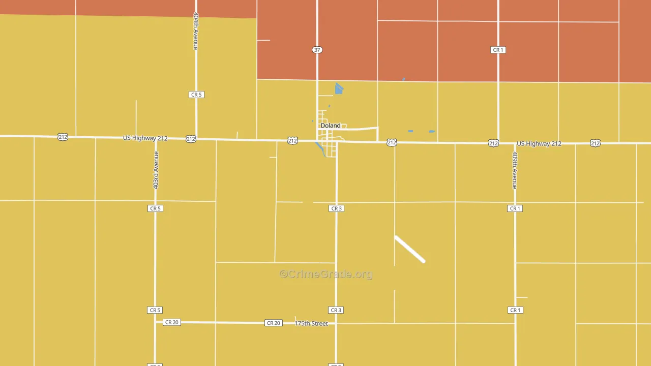 Doland, SD Map of Drug-Related Crime Rates