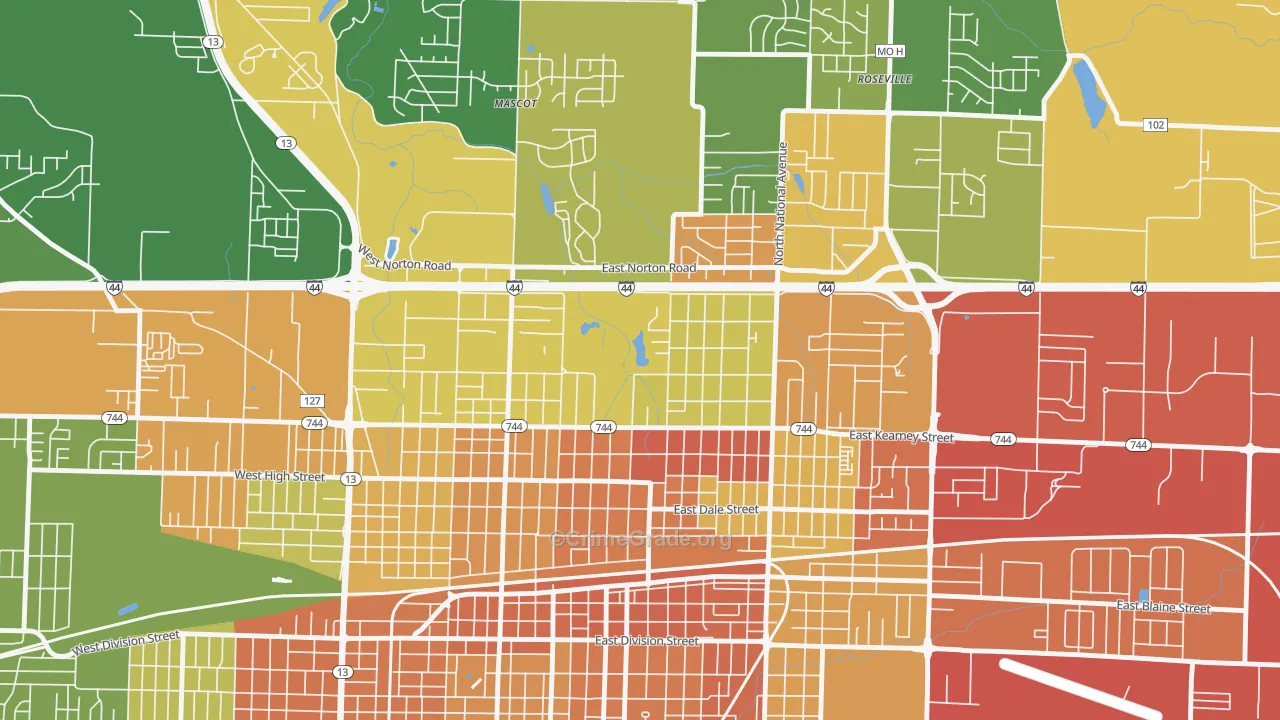 Doling, Springfield, MO Map of Drug-Related Crime Rates
