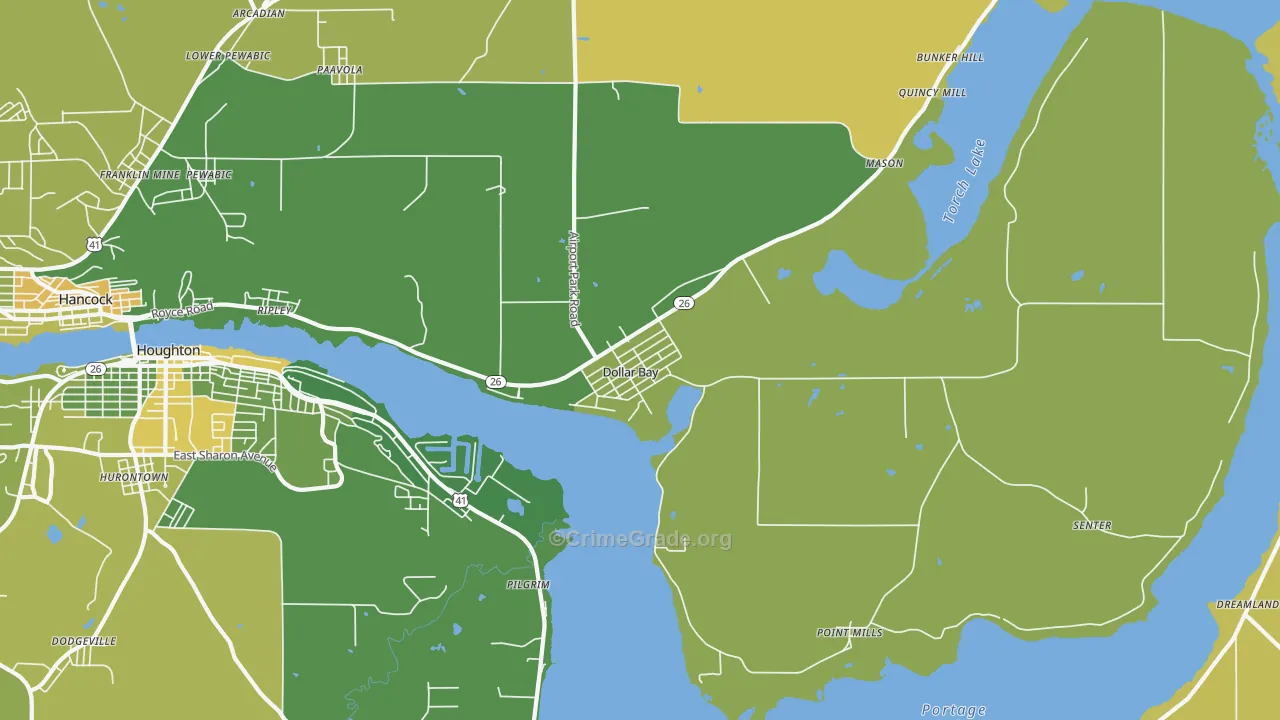 Dollar Bay, MI Map of Drug-Related Crime Rates