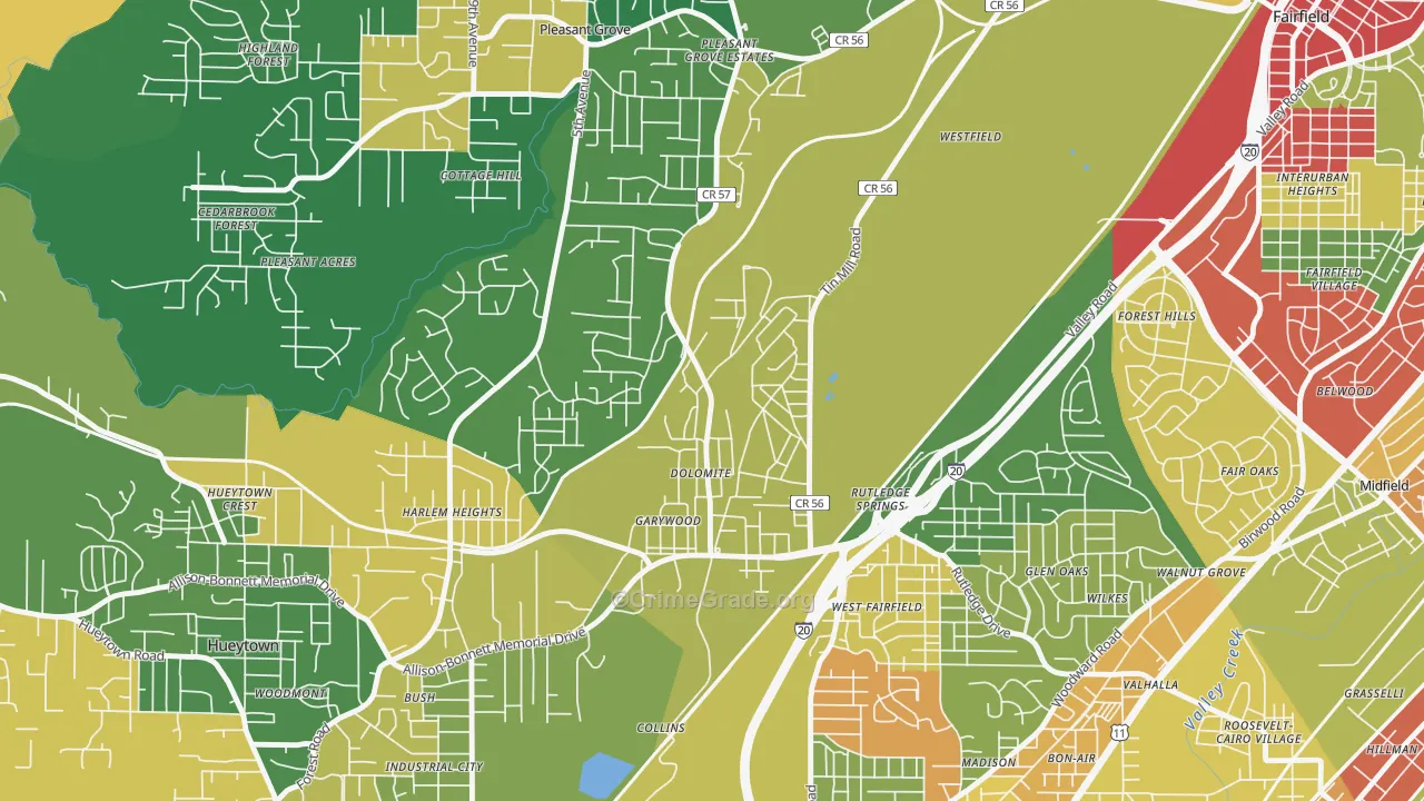 Dolomite, AL Map of Drug-Related Crime Rates