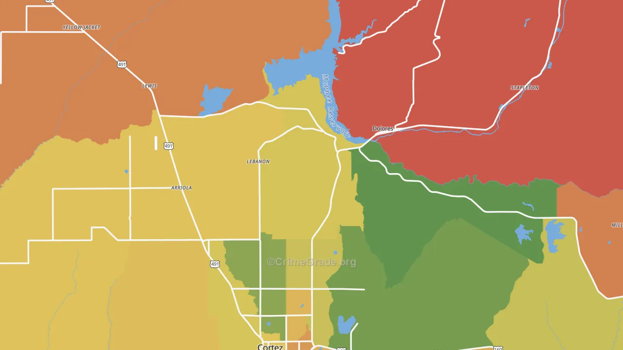 Dolores, CO Map of Drug-Related Crime Rates
