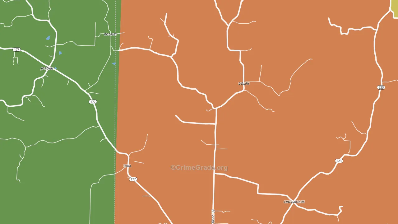 Dolph, AR Map of Drug-Related Crime Rates
