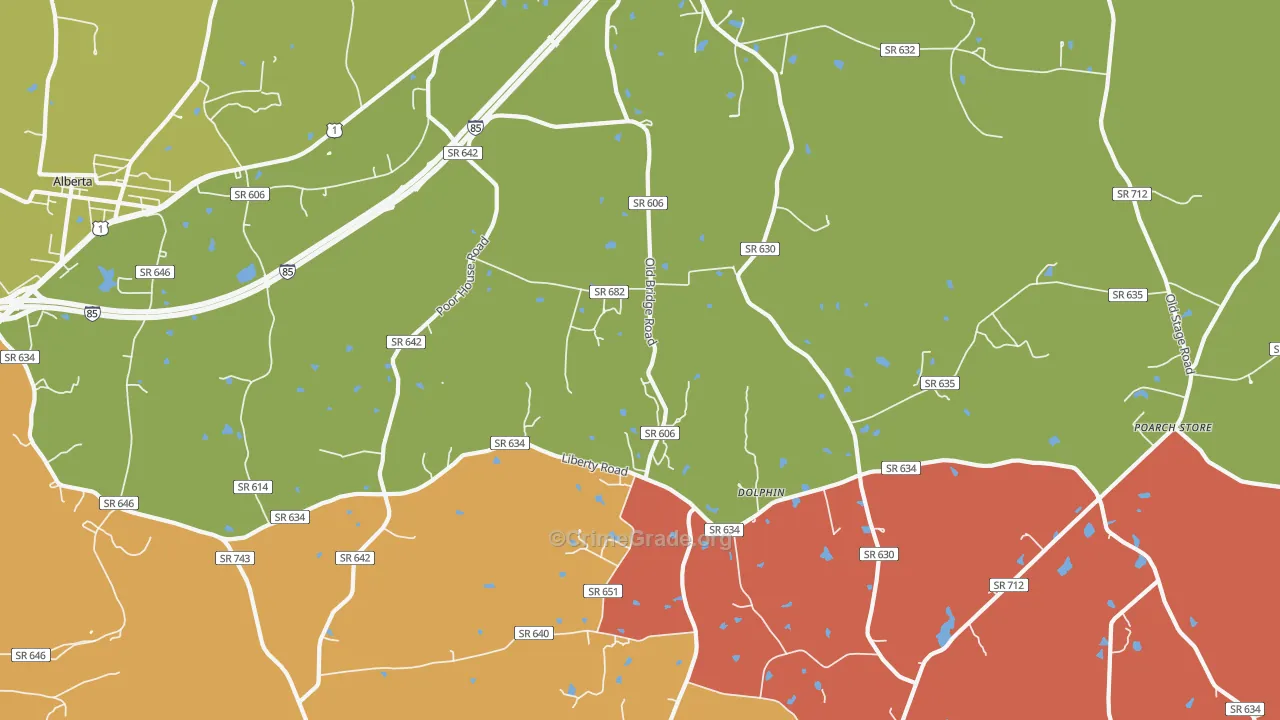 Dolphin, VA Map of Drug-Related Crime Rates
