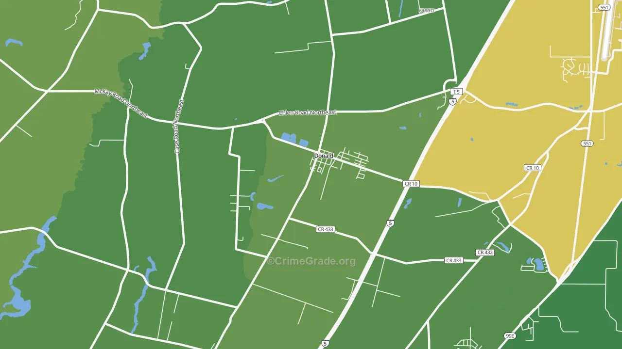 Donald, OR Map of Drug-Related Crime Rates