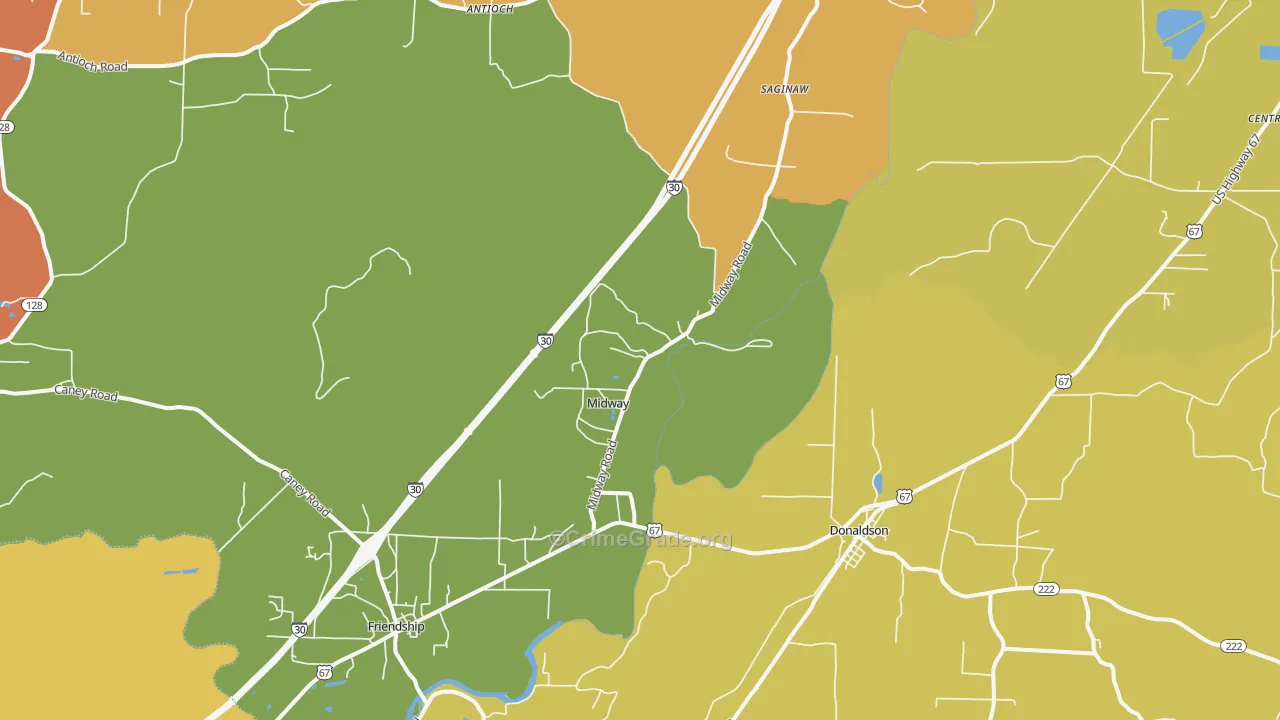 Donaldson, AR Map of Drug-Related Crime Rates