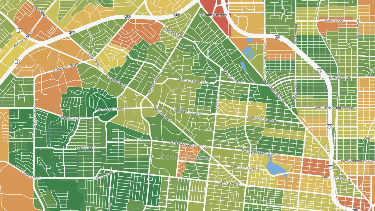 Donaldson Terrace, San Antonio, TX Map of Drug-Related Crime Rates