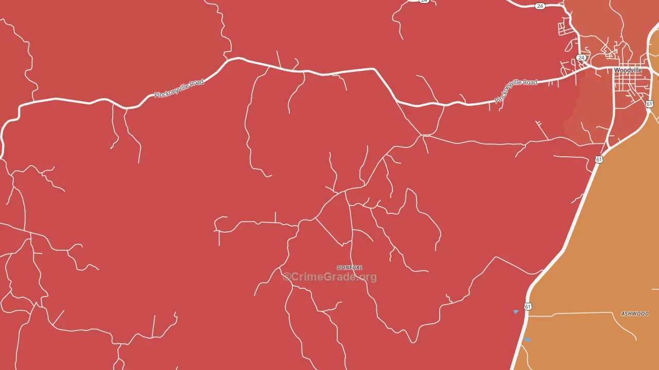 Donegal, MS Map of Drug-Related Crime Rates