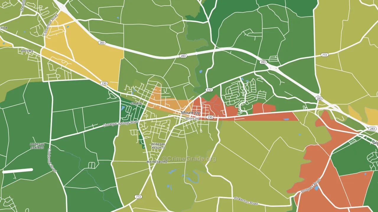 Donegal Springs, PA Map of Drug-Related Crime Rates