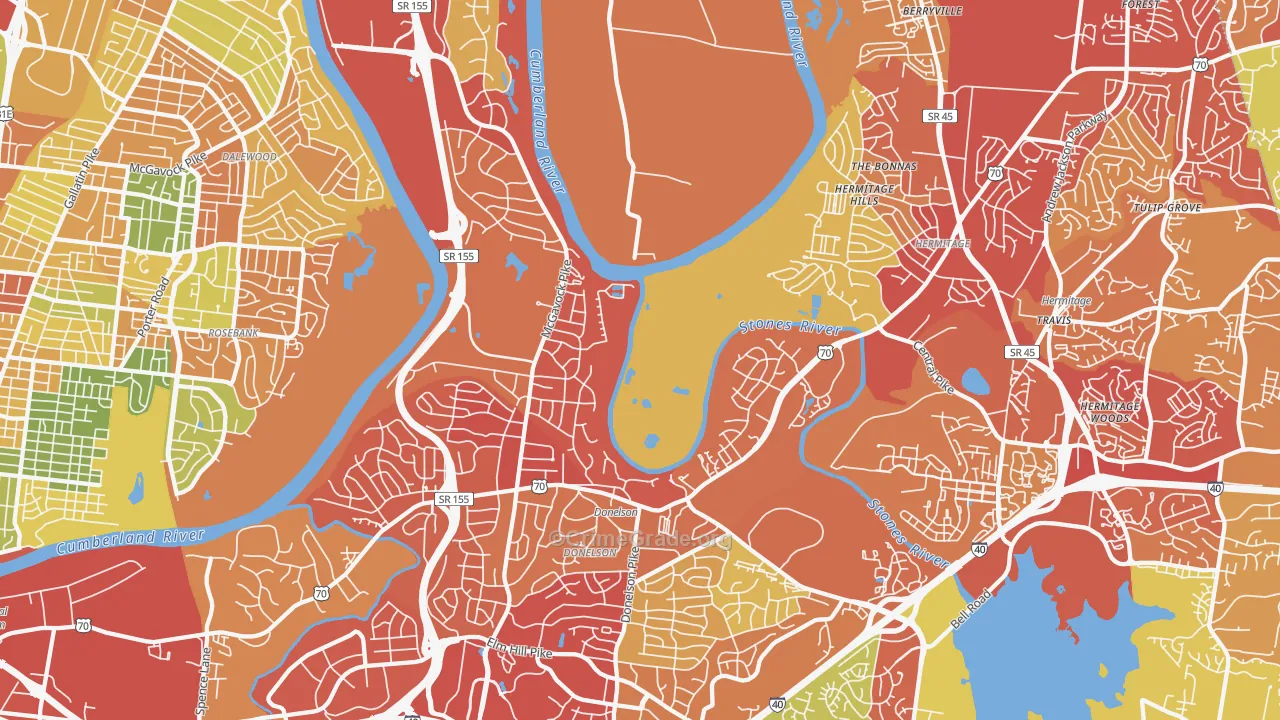 Donelson, Nashville, TN Map of Drug-Related Crime Rates