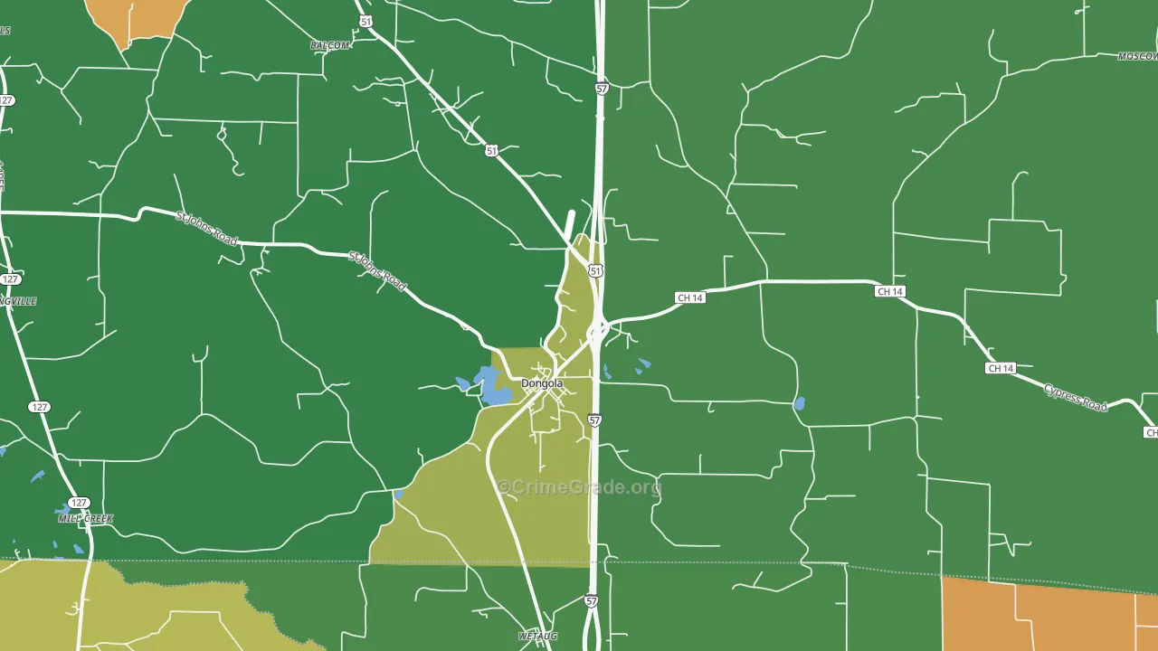Dongola, IL Map of Drug-Related Crime Rates