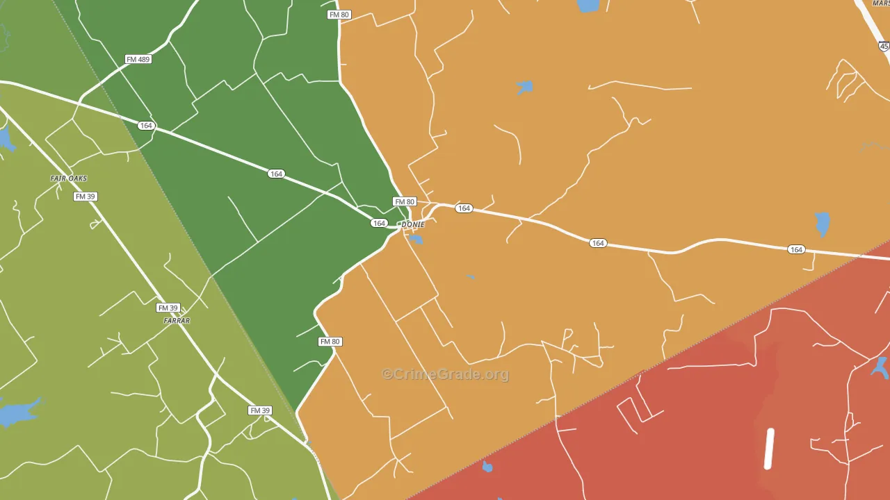 Donie, TX Map of Drug-Related Crime Rates