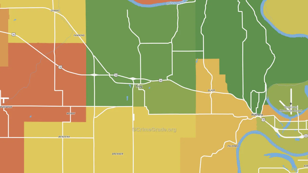 Doniphan County, KS Map of Drug-Related Crime Rates