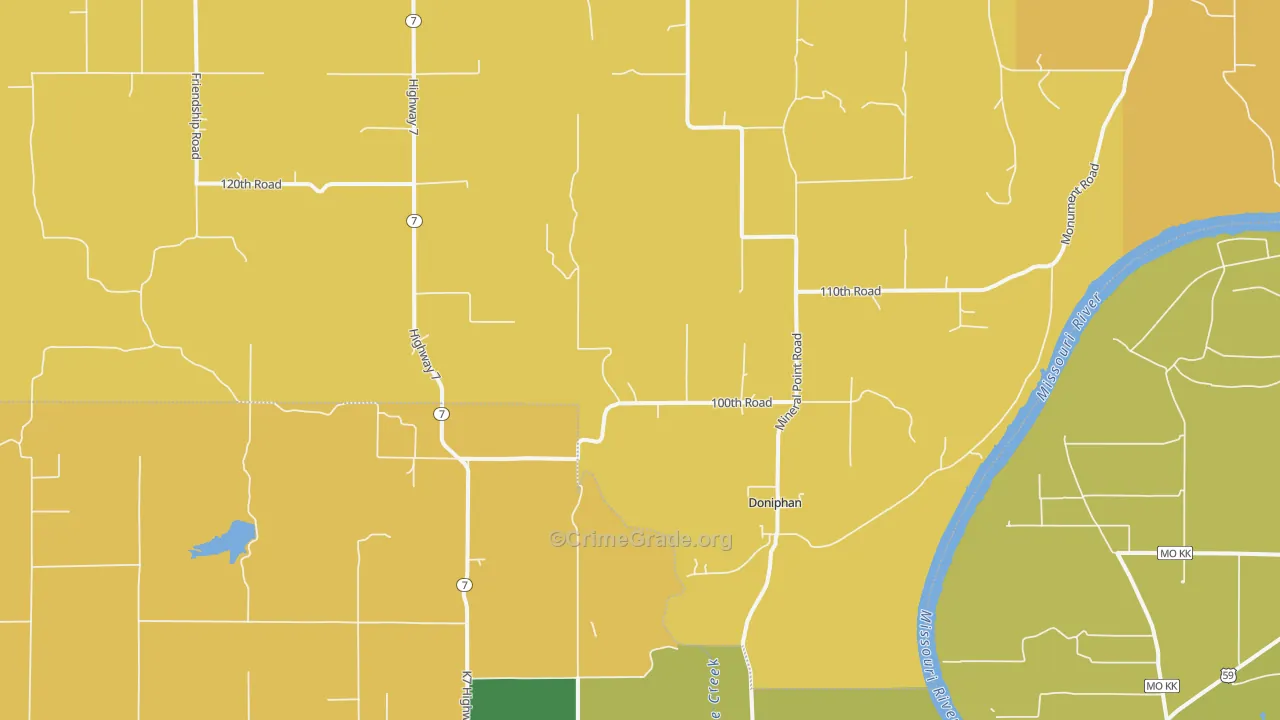 Doniphan, KS Map of Drug-Related Crime Rates