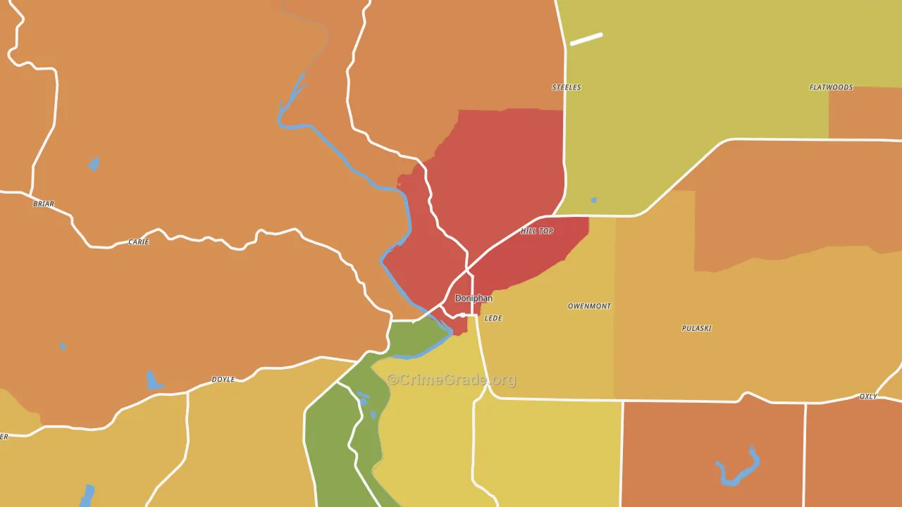 Doniphan, MO Map of Drug-Related Crime Rates