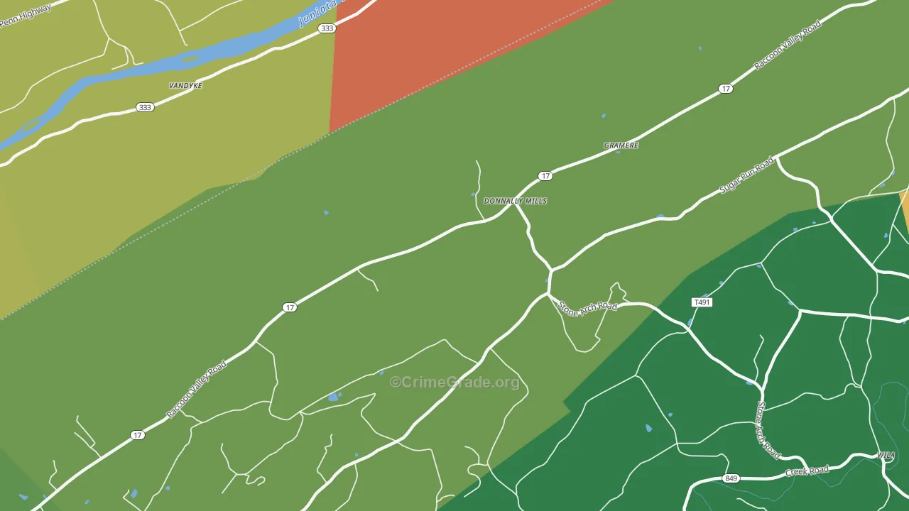 Donnally Mills, PA Map of Drug-Related Crime Rates