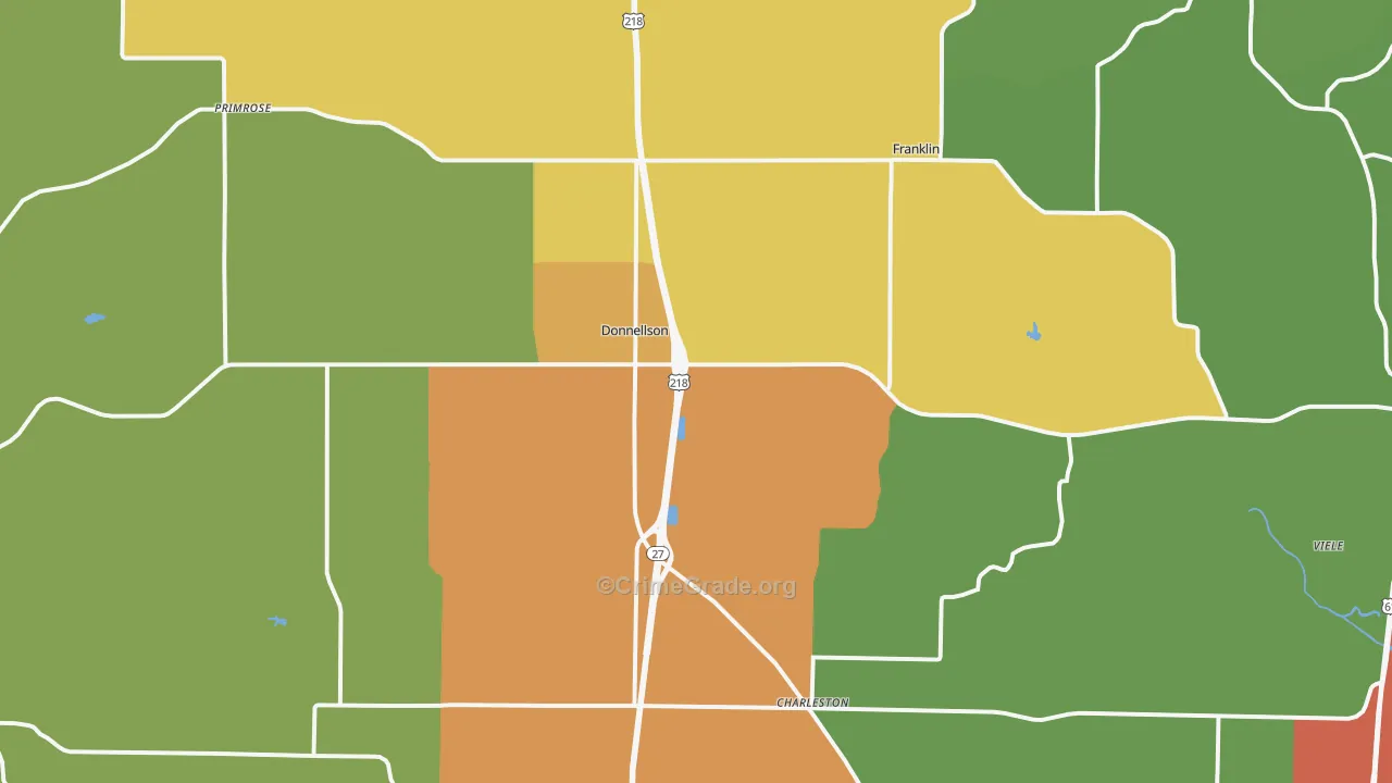Donnellson, IA Map of Drug-Related Crime Rates
