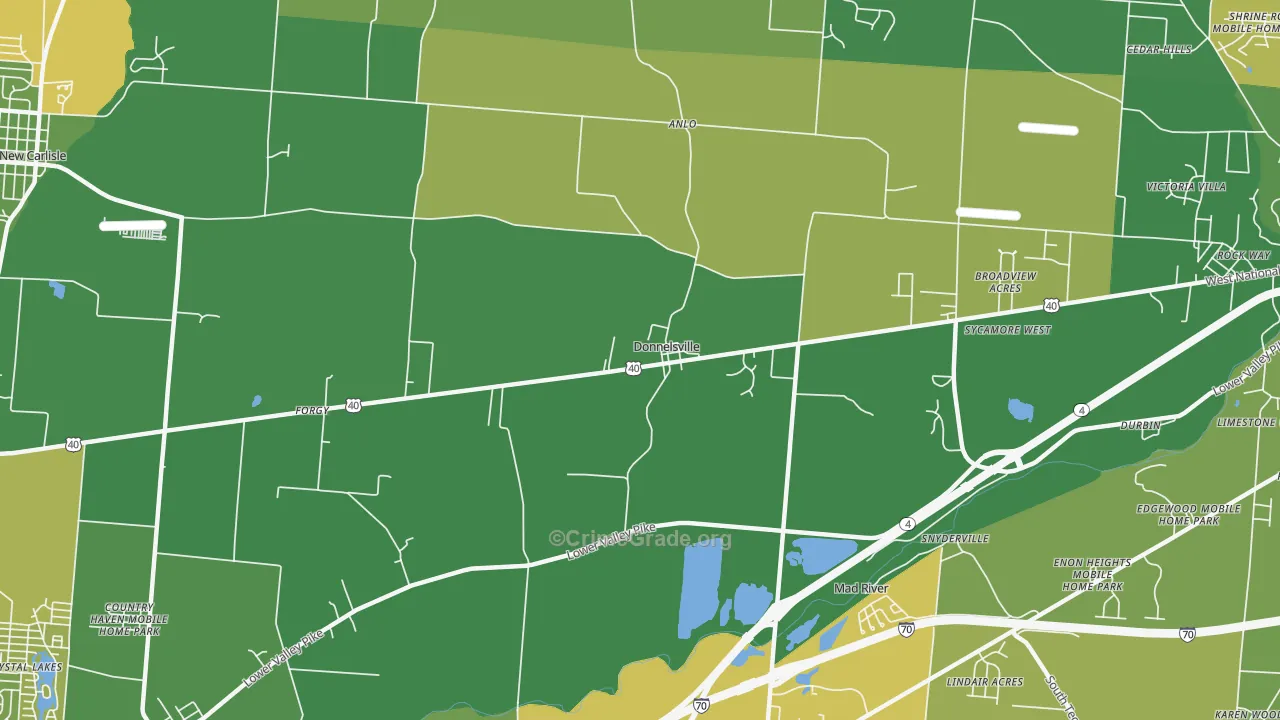 Donnelsville, OH Map of Drug-Related Crime Rates