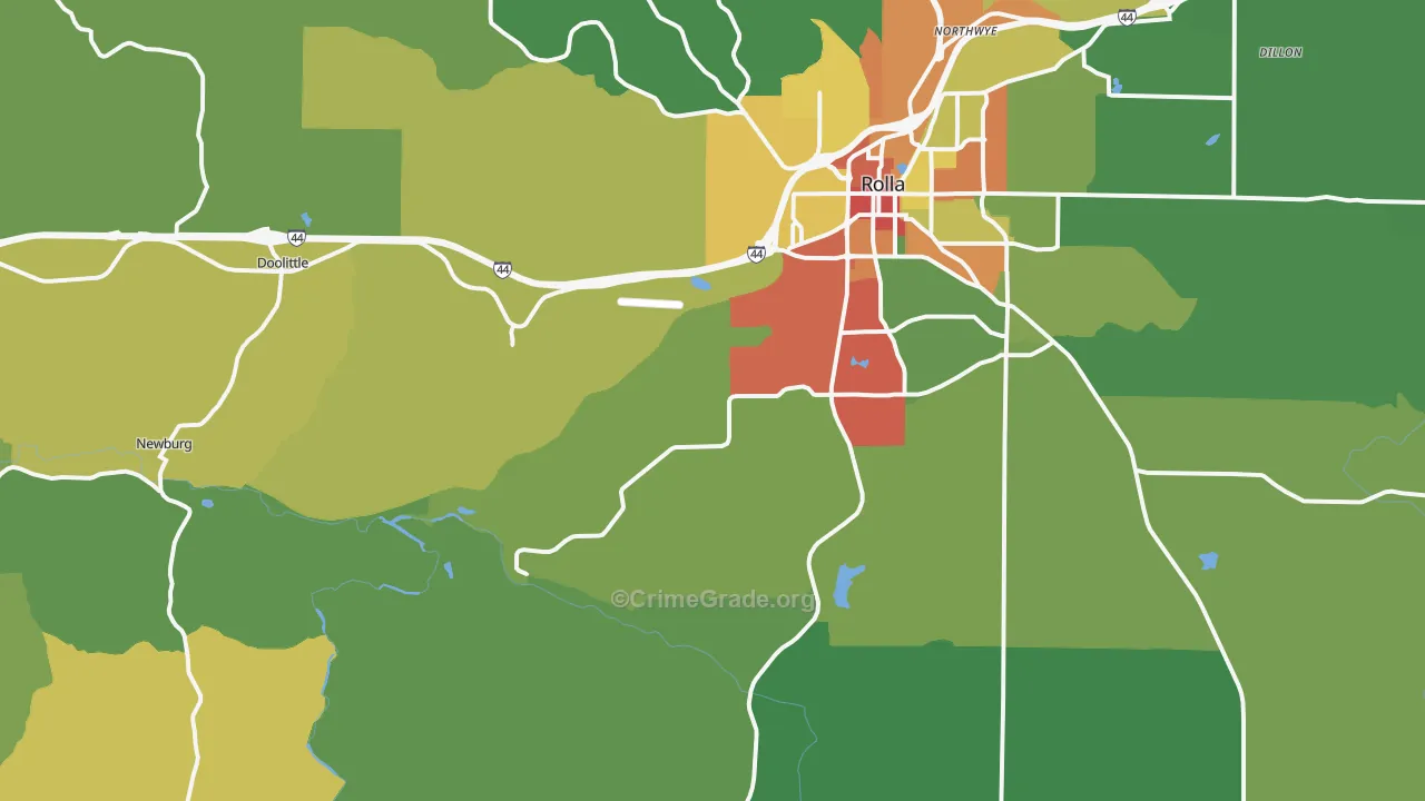 Doolittle, MO Map of Drug-Related Crime Rates