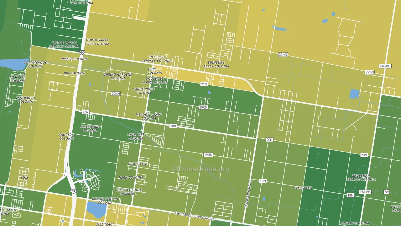 Doolittle, TX Map of Drug-Related Crime Rates