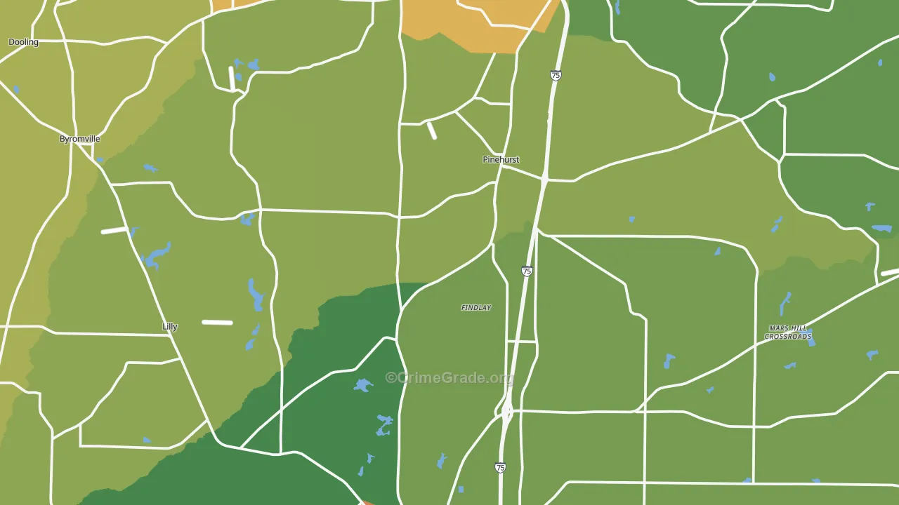 Dooly County, GA Map of Drug-Related Crime Rates
