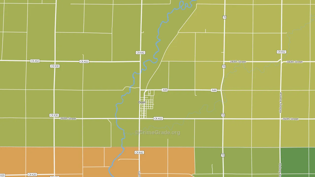 Doon, IA Map of Drug-Related Crime Rates
