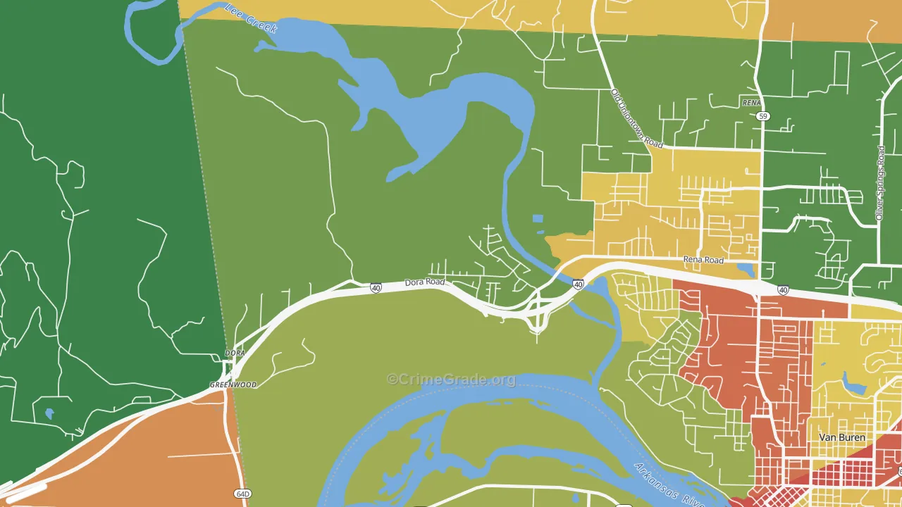 Dora, AR Map of Drug-Related Crime Rates