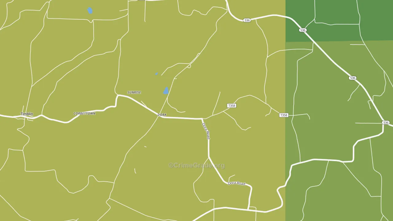 Dora, PA Map of Drug-Related Crime Rates