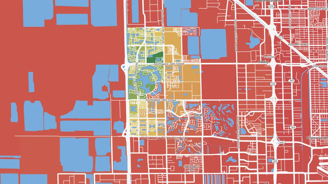 Doral, FL Map of Drug-Related Crime Rates