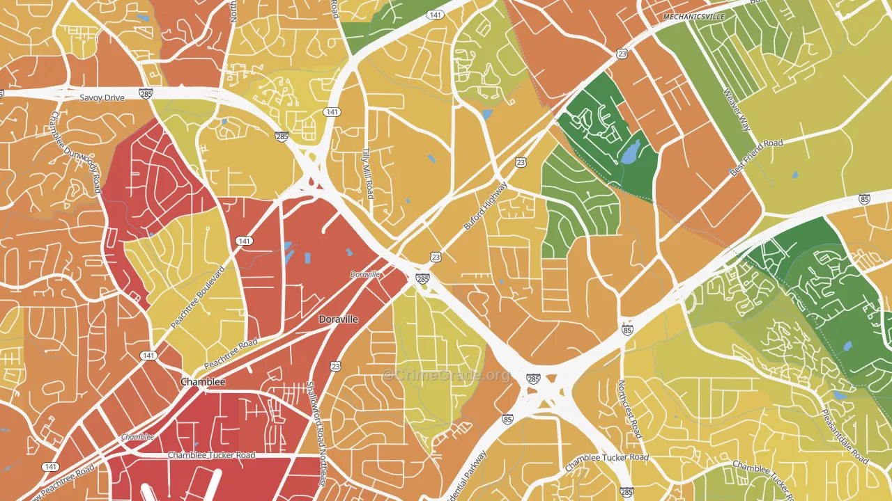 Doraville, GA Map of Drug-Related Crime Rates