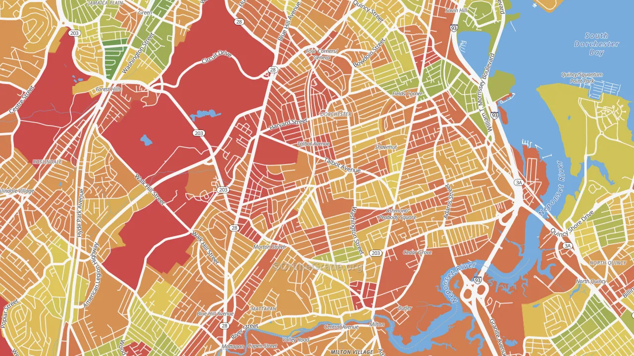 Dorchester Center, Boston, MA Map of Drug-Related Crime Rates