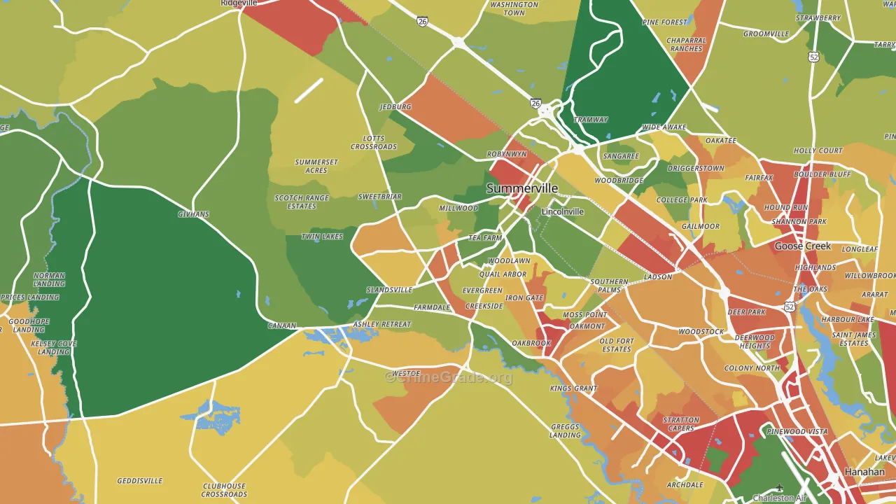 Dorchester County, SC Map of Drug-Related Crime Rates