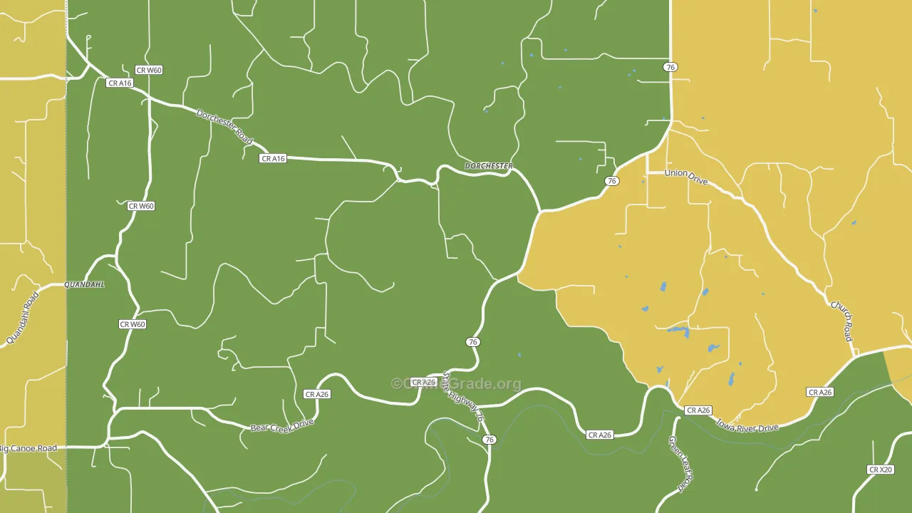 Dorchester, IA Map of Drug-Related Crime Rates
