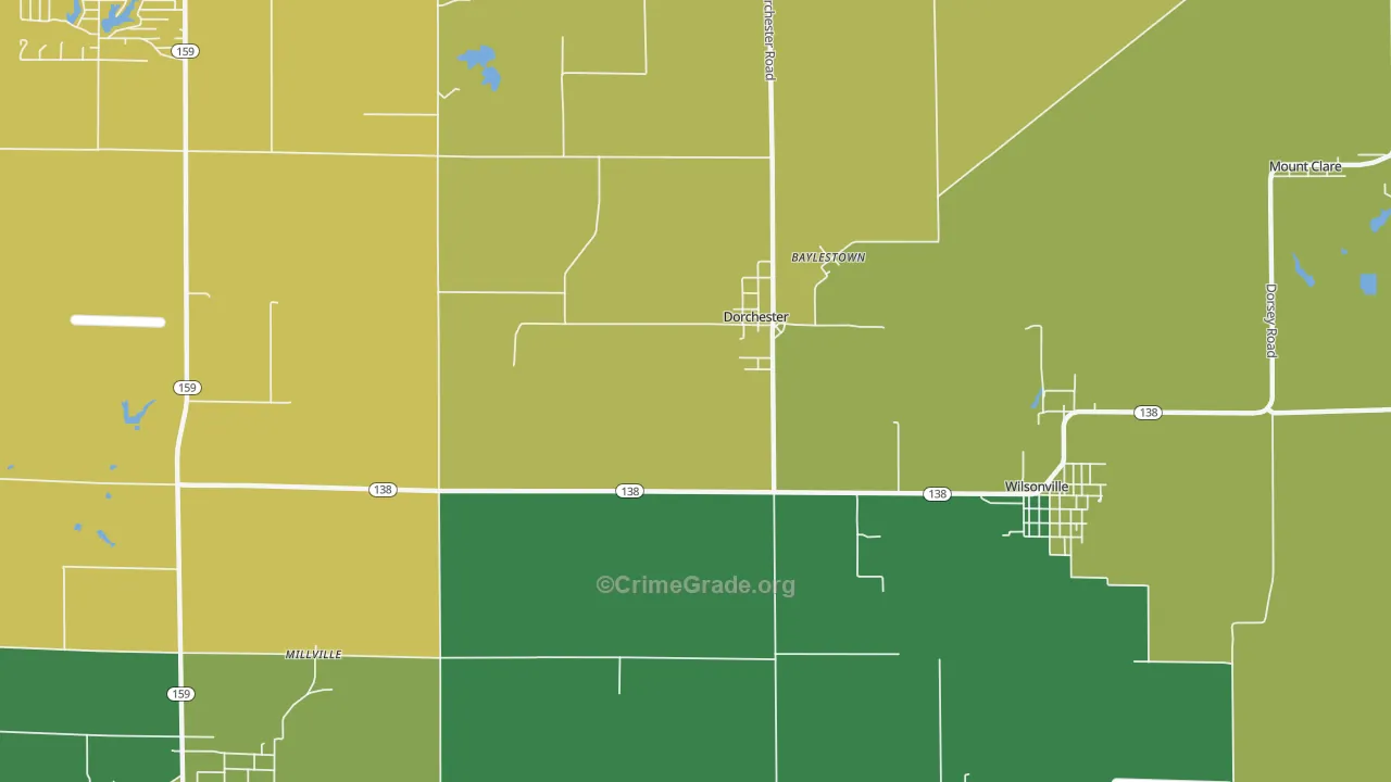 Dorchester, IL Map of Drug-Related Crime Rates