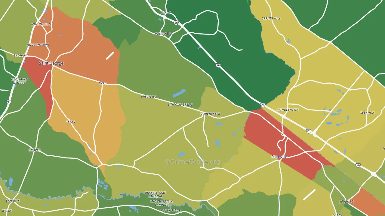Dorchester, SC Map of Drug-Related Crime Rates