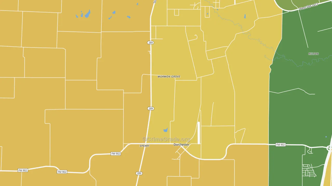 Dorchester, TX Map of Drug-Related Crime Rates