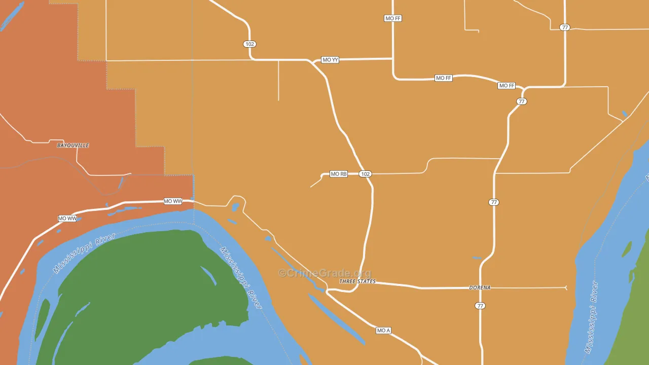 Dorena, MO Map of Drug-Related Crime Rates