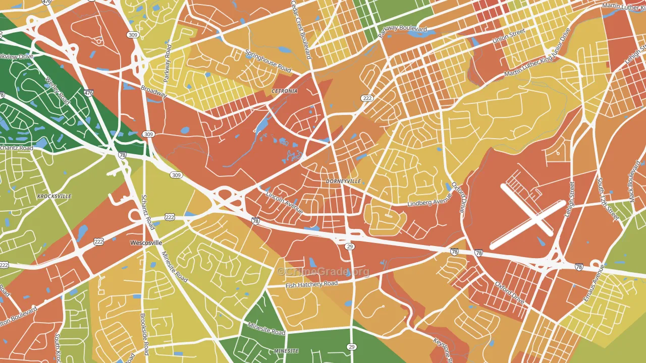 Dorneyville, PA Map of Drug-Related Crime Rates